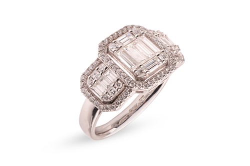 Lot A diamond-set dress ring, of geometric design,...