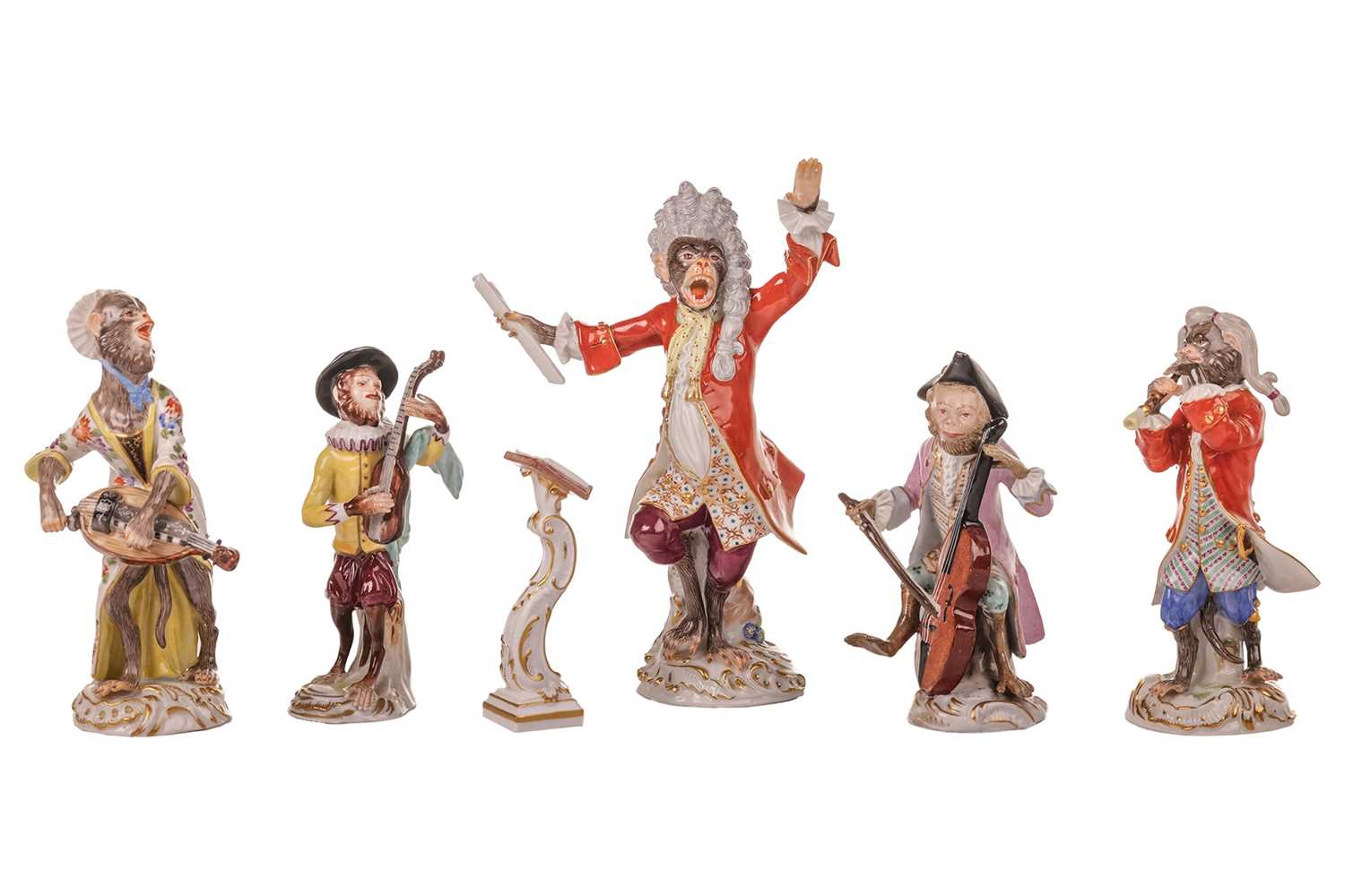 Lot 29 - A matched group of four Meissen 'Monkey...