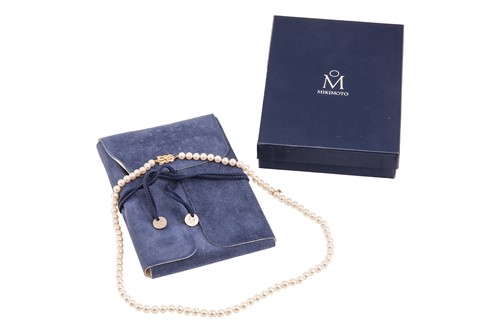Lot 194 - Mikimoto - A cultured Akoya pearl necklace...
