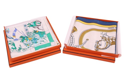 Lot 122 - Hermès - two silk square scarves; to include a...