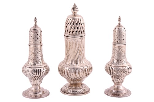 Lot 426 - A Victorian silver sugar caster, baluster form...