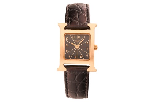 Lot 387 - Hermes 18ct Gold Heure H Wristwatch, Mini...