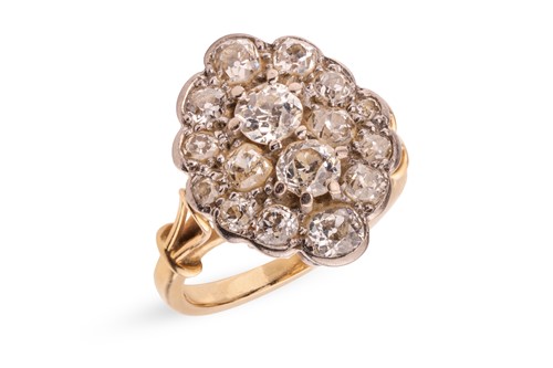 Lot 110 - A diamond cluster ring, the lozenge-form...