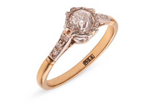 Lot 183 - A diamond solitaire ring, comprising a central...