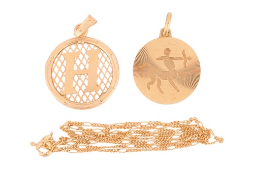 Lot 2 - Two pendants and a chain; to include a pierced...