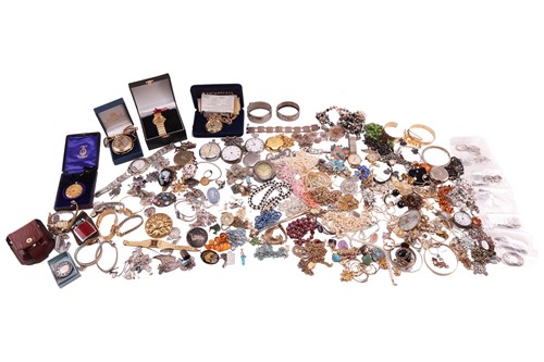 Lot 20 - A large group lot of silver and costume...