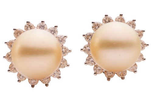 Lot A pair of cultured pearl stud earrings; each...