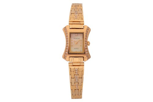 Lot 411 - Geneve ‘18K’ Gem-Set Wristwatch Bezel:...