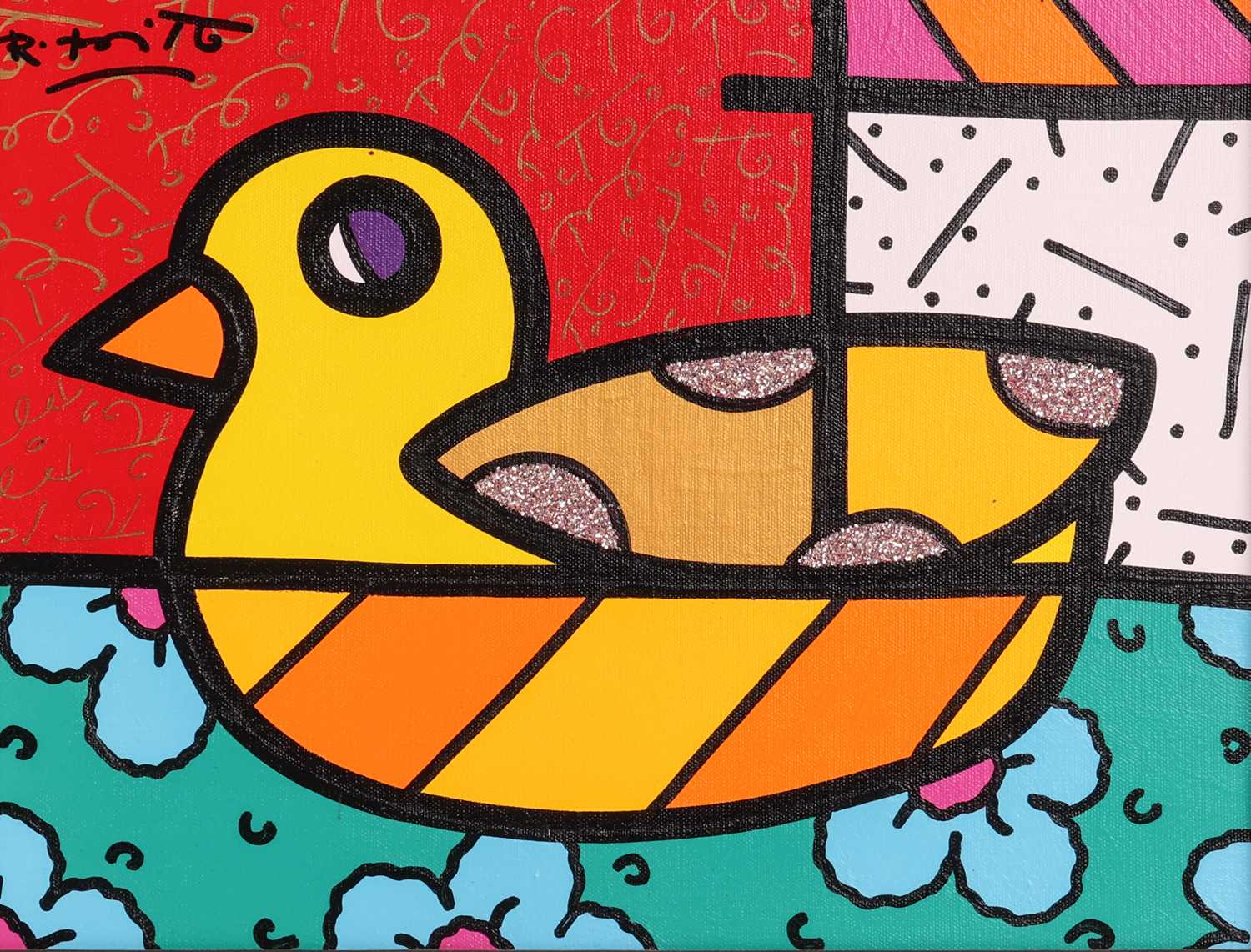 Lot 86 - Romero Britto (Brazilian b.1963) Yellow Duck...