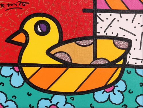 Lot 86 - Romero Britto (Brazilian b.1963) Yellow Duck...