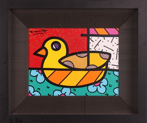 Lot 86 - Romero Britto (Brazilian b.1963) Yellow Duck...