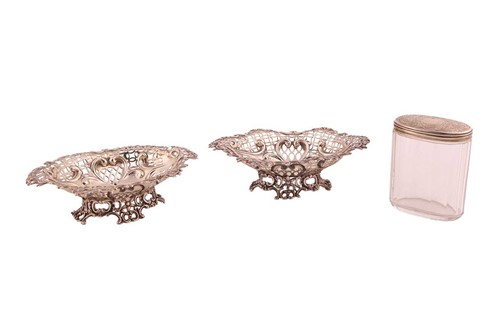 Lot 110 - Pair of Victorian silver pedestal bonbon...