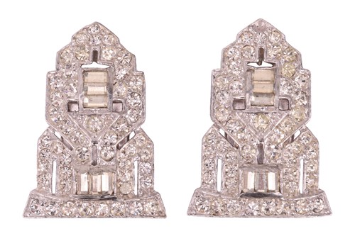 Lot 14 - Trifari - a pair of Art Deco Clip-mates fur...