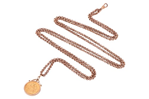 Lot 27 - A 1918 full sovereign in pendant mount, with...