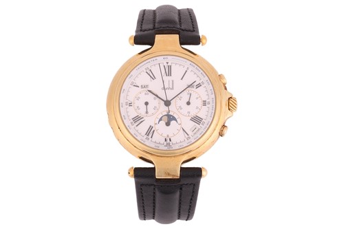 Lot 381 - Dunhill 18ct Gold Chronograph Wristwatch...