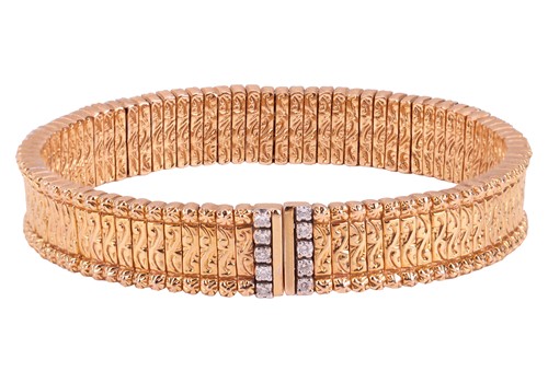 Lot 100 - Roberto Coin - a diamond-set open cuff bangle,...