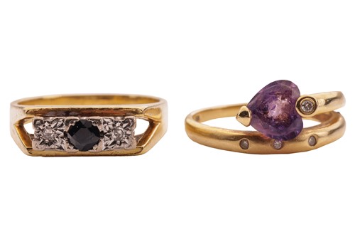 Lot 38 - Two rings; comprising an amethyst and...