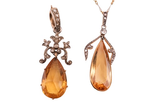 Lot 268 - Two early 20th-century citrine and diamond...
