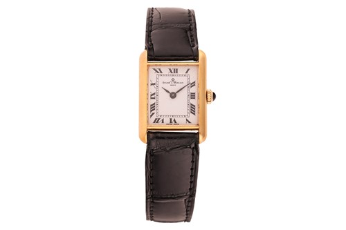 Lot 361 - Baume & Mercier 18ct Gold Rectangular...