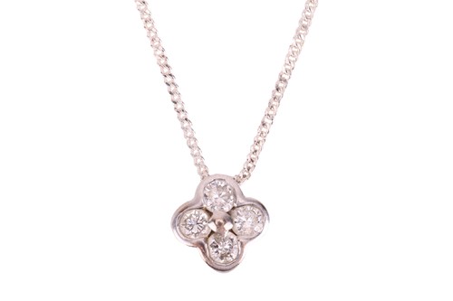 Lot 2 - A diamond floral cluster pendant on chain,...