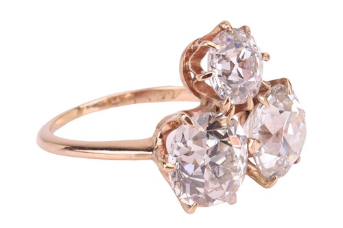 Lot 336 - A three-stone diamond ring, with an estimated...