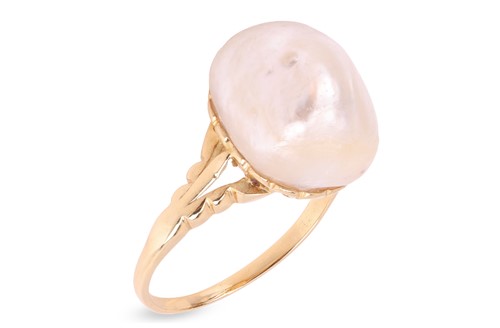 Lot 204 - A natural pearl dress ring; mounted with a...