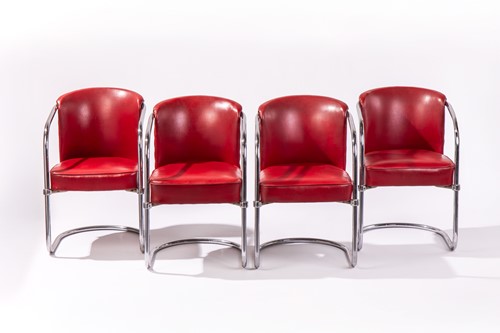 Lot 91 - A set of four 1980s curved-back tub chairs,...