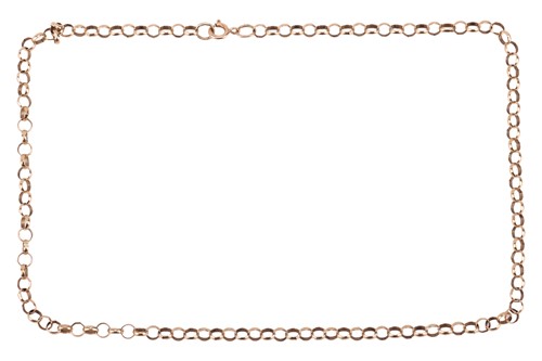Lot 281 - A belcher link chain necklace, the round...