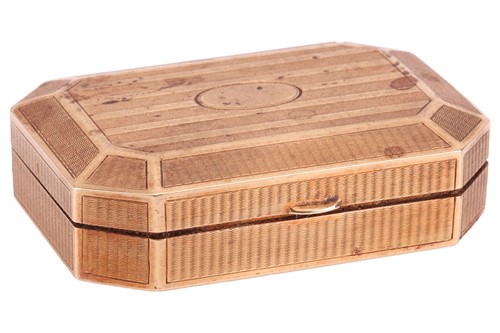 Lot 351 - A Dutch engine turned yellow metal pill box of...