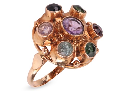 Lot 277 - A multi-gem set cocktail ring, of 'sputnik'...