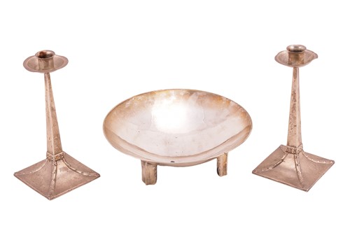 Lot 429 - A pair of Mappin & Webb Arts and Crafts silver...