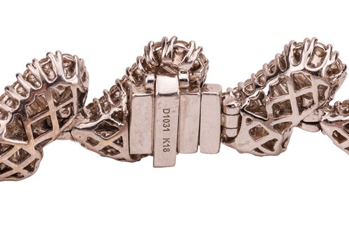 Lot A diamond-set bracelet of stylised petal...