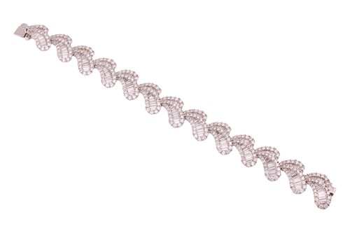 Lot A diamond-set bracelet of stylised petal...