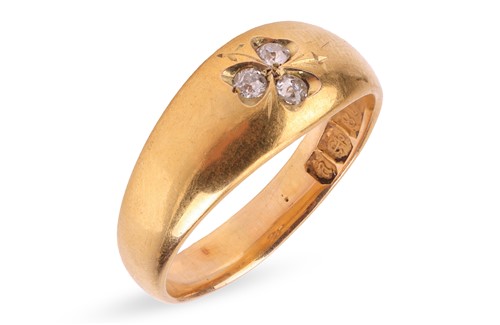 Lot A Victorian diamond-set shamrock ring in 18ct...