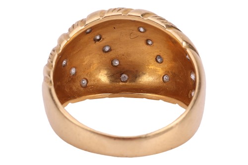 Lot Grima - a diamond-set bombe ring, of ribbed...
