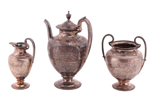 Lot 434 - A Victorian Grecian revival three-piece tea...