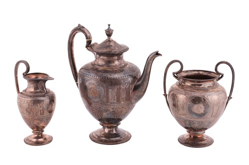 Lot 434 - A Victorian Grecian revival three-piece tea...