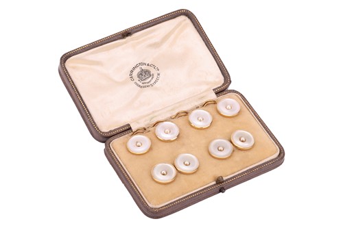 Lot A cased mother of pearl dress set, comprising...