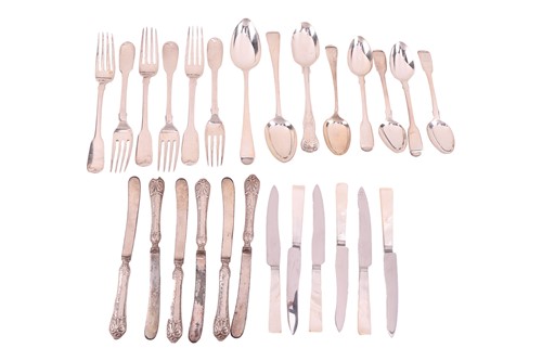 Lot A mixed group of silver flatware, and another...