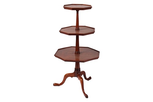 Lot A mahogany octagonal three-tier dumb waiter,...