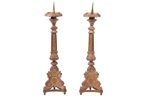 Lot A large pair of French Ecclesiastical brass...