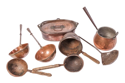 Lot An agglomeration of hearth and kitchen copper...