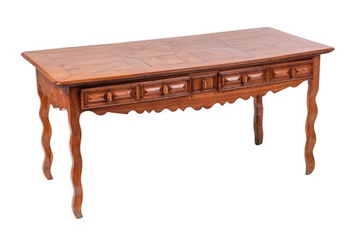 Lot A French provincial cherry wood and parquetry...