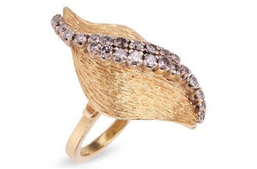 Lot A Modernist diamond-set cocktail ring, of an...