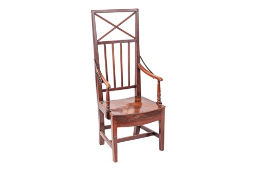 Lot A regional ash and elm reclining armchair, the...