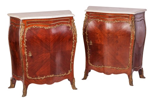 Lot A pair of Louis XV-style marble-topped...