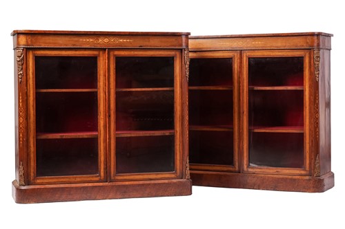 Lot A pair of Victorian figured walnut two-door...