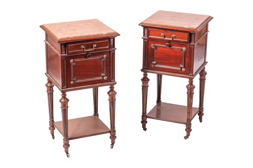 Lot A pair of French Napoleon III brass-inlaid...