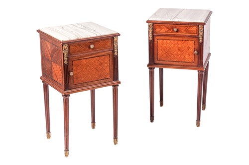 Lot A pair of Louis XVI style mahogany and...