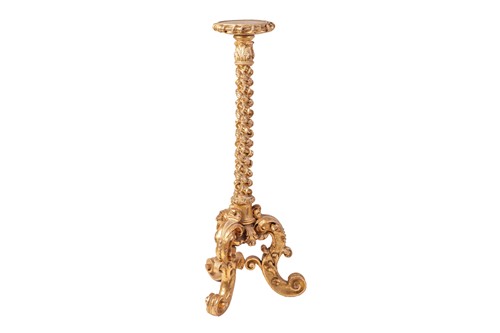 Lot A Victorian carved wood and gilt gesso tripod...